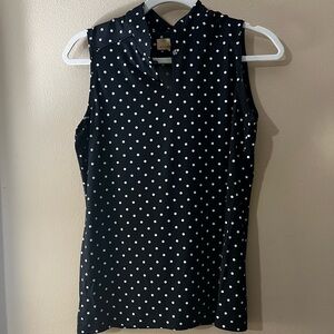 Sport Haley Women’s Black & White Polka Dot Sleeveless Top – Size M